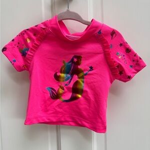 NWOT Lemon Kiss 2T Girls Hot Pink Rainbow Mermaid Swim Shirt Bathingsuit